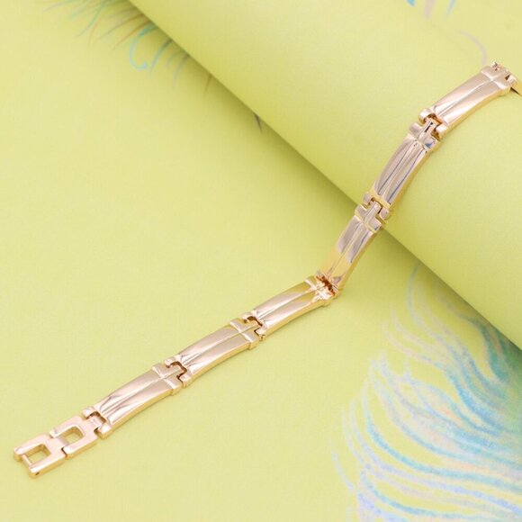 "Elegant Rose Gold Plated Zigzag Link Bracelet for Women, XPBL0869 - Picture 2 of 12